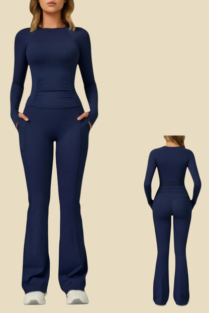 Aire Blue set - legging and long sleeve fitted top
